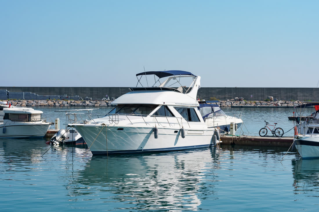 Charter boat moored at the marina